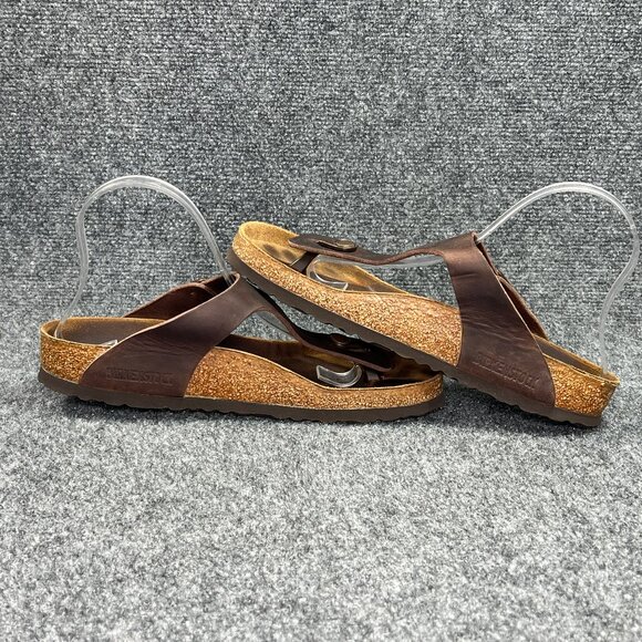 Birkenstock Gizeh Sandals Womens Size 8 Brown Oiled Leather Slip Thong Flip Flop - Picture 7 of 13